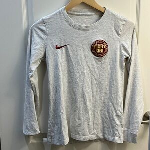 Nike  Light Gray Long Sleeve Tee with Red Accents